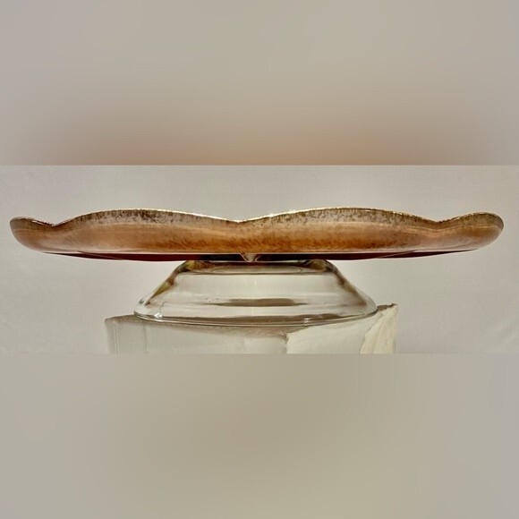 MCM Georges Briard Bronze Brown Gold Scallop Edge Footed Cake Stand Round Plate - Picture 4 of 11